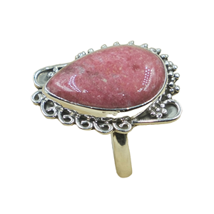 Natural Pink Rhodonite Gemstone 925 Sterling <b>Silver</b> Handmade <b>Ring</b> Vintage Floral Bezel <b>Set</b> Statement Jewelry Women <b>Ring</b> for her - Product Image 1