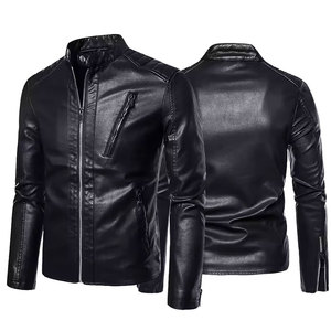 เสื้อแจ็คเก็ตหนัง PU ทรงสลิมฟิตสำหรับผู้ชาย ยี่ห้อ Econex Sports ป้องกันลม สไตล์ลำลอง แต่งหมุด ปกคอพับ ปิดด้วยซิป สีพื้น ทรงปกติ - Product Image 6