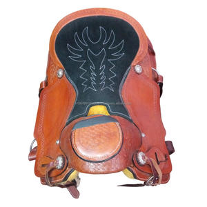 แบบพกพาขี่ม้าอานหนังแท้ Western Roping Ranch Wadeชุดอานที่จับคู่หัวและเกราะ - Product Image 1