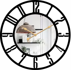 Beautiful nature inspired metal wall <b>clock</b> with golden deer and blue tree leaves, available at wholesale prices. - Product Image 3