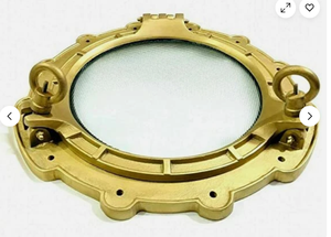 Vintage Aluminum <b>Antique</b> Brass Porthole Mirror Nautical Maritime Ship Wall Decor - Product Image 4