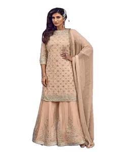 Nieuwe Variëteit Faux Georgette Salwar Kameez Met Siroski Diamantwerk Online Winkelen India Tegen Groothandelstarief