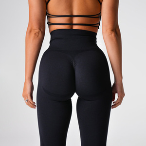 Legging de yoga taille haute longueur intégrale 2026 noir à motif géométrique sans couture extensible dans les quatre sens en Spandex et Polyester - Product Image 3