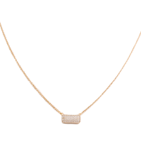 Collar de Novia de Oro Amarillo Sólido de 10K, 14K, 18K con Diamantes Cultivados en Laboratorio, Colgante Horizontal Minimalista con Pavé, Venta al por Mayor