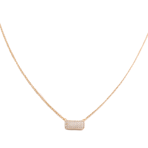 Collar de Novia de Alta Gama al por Mayor, Oro Amarillo Sólido de 14K y 18K, Diamante Cultivado en Laboratorio, Colgante Horizontal Minimalista con Pavé - Product Image 1