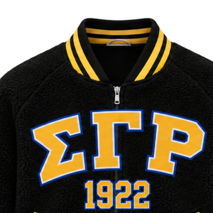 เสื้อแจ็คเก็ตบอมเบอร์ขนเชอร์ปาแบบกลับด้านได้สำหรับผู้หญิง Sigma Gamma Rho แบบสั่งทำพิเศษสองด้าน อุ่นสบายสำหรับฤดูหนาว เสื้อคลุมลำลองสำหรับชมรมนักศึกษากรีก - Product Image 3