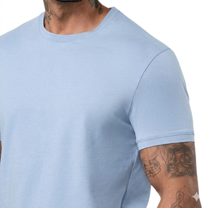 Camiseta Básica para Hombre Azul, Cuello Redondo, Manga Corta, Corte Regular, Formal, 100% Algodón, Tejido de Punto - Product Image 5