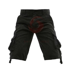 Short cargo tricoté noir sur mesure avec logo, taille mi-haute, respirant, écologique, 100 % coton, pour homme. - Product Image 1