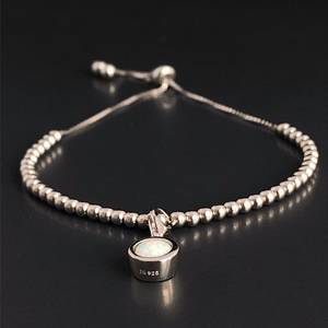 Pulsera con dijes de piedra de nacimiento de ópalo en plata de ley, regalo para mujer, piedra de nacimiento de octubre - Product Image 3