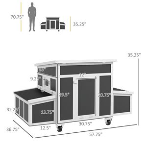 Pollaio in Legno Grigio Scuro con Nido per 6 Galline, Gabbia per Animali - Product Image 2