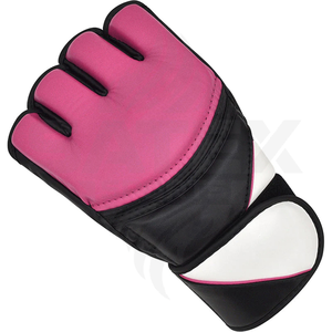 Gants Mma demi-doigts en PU, fermeture Velcro, unisexe, pour l'entraînement aux arts martiaux, noir, rose, blanc - Product Image 3