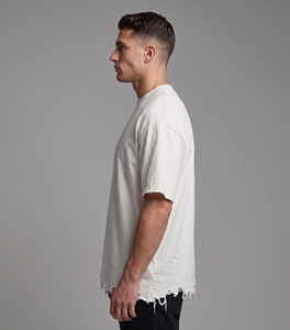 230g 100% Cotton Distressed T Shirts Men Short Sleeve Oversize Distress Tee Shirt Men's <b>White</b> Distressed Loose <b>TShirt</b> Mens - Product Image 4