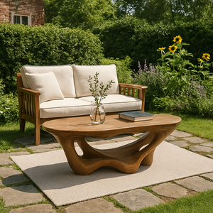 Mesa de Centro Moderna de Madera Maciza Hecha a Mano con Borde Natural para Sala de Estar, Decoración Rústica de Madera Natural - Product Image 6