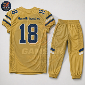 Wholesale Custom American Football Jersey Pants Set Gold Navy Team Uniform Sportswear Athletic Competition Training Apparel Gear - Product Image 2