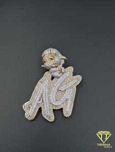 Collar de Hip Hop con Colgante Personalizado con Nombre AG, con Diamantes de Moissanita, Estilo Cartoon, Joyería Brillante, Regalo - Product Image 3