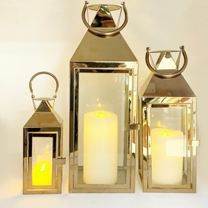 High End Quality Gold Rectangular <b>Brass</b> <b>Lantern</b> Set with Glass Panels for Home Decoration - Product Image 6