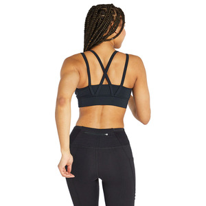 Women's Customized Fitness Logo Design Breathable Running Sports Padded <b>Bra</b> Medium Support <b>Racerback</b> 100% Nylon Yoga Vest Tank - Product Image 5