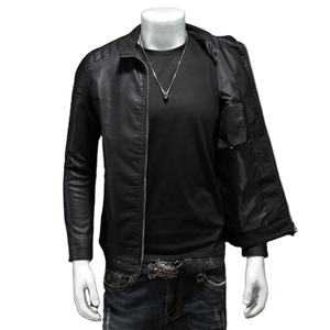 Chaqueta Bomber Personalizada OEM con Cuello Alto, Estilo Urbano, Cortavientos, con Cremallera, de Cuero Genuino, con Capucha, Invierno, Vintage, con Letras, Transpirable - Product Image 2