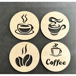 Posavasos de Madera Cortados con Láser Personalizados al por Mayor, Juego de Posavasos Promocionales, Recuerdos, Posavasos Redondos Geométricos para Café - Product Image 4