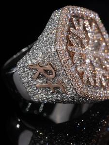 Nuevo diseño original, anillo de plata 925 estilo hip-hop con moissanita VVS y diamantes, anillo estilo hip-hop con incrustaciones de diamantes para hombre. - Product Image 4