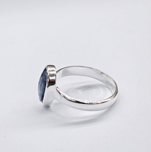 925 Sterling <b>Silver</b> <b>Ring</b> Natural Blue Kyanite Cabochon Solitaire Plain Band Teardrop <b>Ring</b> For Women <b>Men</b> Jewelry Collection - Product Image 6