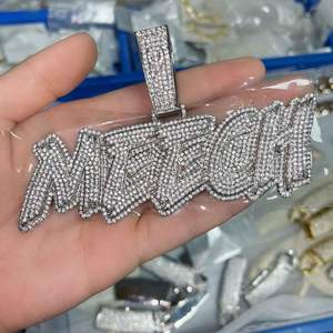 Iced Out Silver 925 Moissanite Pendant Silver Rhodium Plated Letter Charm Micro Paved Hip Hop Jewelry - Product Image 1