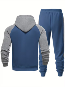 Customizable Hooded 100% Cotton Terry Two-Piece Winter Streetwear Men's Tracksuit Set Stylish Comfortable Long Sleeve Full-Zip - Product Image 4