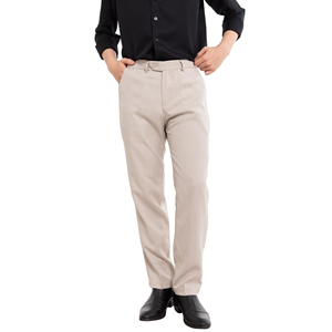 Men's <b>Light</b> Gray Formal <b>Trousers</b> Straight Fit Polyester Anti-Wrinkle Side Pockets Mid Waist Button Fly Autumn Wear - Product Image 4
