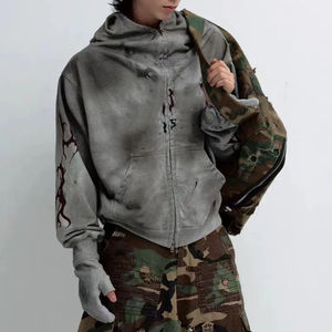 Sweat à capuche zippé intégral oversize de haute qualité en coton mélangé, molleton technique d'hiver, streetwear personnalisé pour homme - Product Image 3