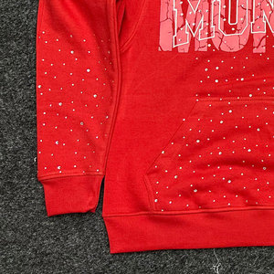 Sudadera con Capucha Personalizada con Pedrería, Estilo Urbano, para Hombre, Fabricante OEM/ODM, Sudadera con Capucha Completamente Decorada con Pedrería - Product Image 3