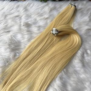 Vente en gros d'extensions de cheveux vietnamiens bruts de qualité supérieure, faisceaux blond clair, cuticule alignée complète, épais de la trame aux pointes - Product Image 3