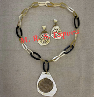 Collier artisanal en corne naturelle, collier en corne de buffle et de vache, bijoux élégants pour femme, en gros