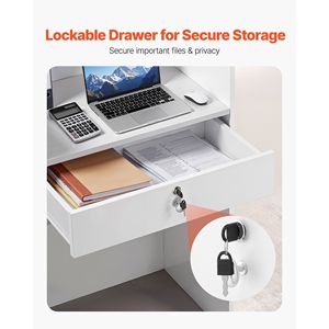 Bancone Reception per Salone, Tavolo Frontale Rettangolare da 23,6 Pollici con Cassetto, Scrivania da Ufficio Moderna e Minimalista - Product Image 4
