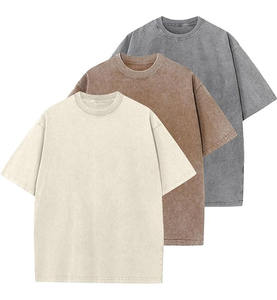 Camisetas Casuales de Manga Corta para Hombre, Unisex, Holgadas, de Algodón, Tejidas, Estampadas, Transpirables, con Lavado Vintage - Product Image 1