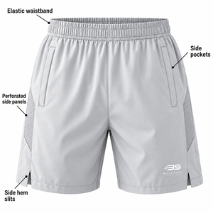 Nouveau Short de Sport Homme Personnalisé en Polyester Recyclé Respirant à Séchage Rapide avec Panneaux en Maille pour l'Entraînement et la Gym - Product Image 4