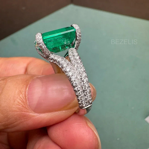 Gorgeous 05ctw Grand Emerald Cut <b>Statement</b> <b>Ring</b> Featuring Sustainable Lab Grown Diamonds Set In Two Tone Platinum and Gold With - Product Image 2