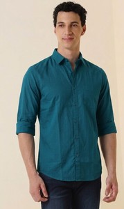 เสื้อเชิ้ตผู้ชาย Enovate แบบกระดุมสองแถว สีพื้น แขนยาว สไตล์ลำลอง ปกคอพับ ระบายอากาศได้ดี ผ้าป๊อปลินคอตตอน - Product Image 2