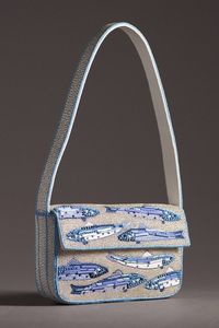 Bolso de Hombro Vintage Verde con Cuentas y Solapa para Mujer, con Bordado Floral Rosa - Product Image 6