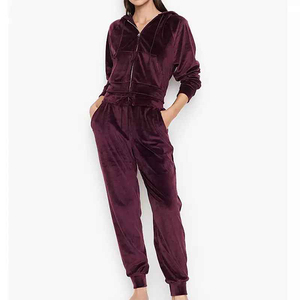 Custom Rhinestone Logo Women's Formal Solid Plus Size Velvet <b>Tracksuit</b> Crop Top Hoodie Pants Jogging Set - Product Image 6