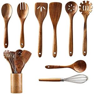 Cuillère de cuisine en bois style ferme, ustensile de cuisine élégant conçu pour mélanger, remuer et servir les repas - Product Image 1