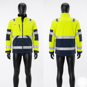 High Visibility Orange Polar <b>Fleece</b> <b>Work</b> Jacket 320 GSM Reflective Panel Safety Custom Embroidery - Product Image 3
