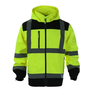 Orange Colored Reflective Softshell <b>Waterproof</b> Safety Jackets Hi Visibility Traffic Security Construction <b>Work</b> Wear Jackets - Product Image 3