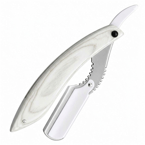 Rasoir droit en bois unique pour barbier, lame en acier inoxydable, outil de rasage humide durable, rasoir de toilettage réutilisable pour hommes, fournisseur OEM - Product Image 2