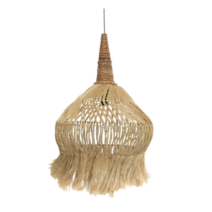 Lampe suspendue en rotin tissé à la main, avec franges, abat-jour en verre, style bohème, pour chambre à coucher, café, restaurant - Product Image 1