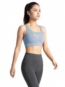 ONETEN APPAREL Soutien-gorge de sport sans couture pour femme, col rond, respirant, rembourré, haut de yoga gris, type de coupe autre, logo avant, dos nu - Product Image 4
