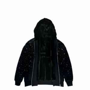 Sudaderas Térmicas Personalizadas al por Mayor para Hombre, con Cierre Completo en la Cremallera, Capucha Extra Grande y Diseño de Logotipo con Pedrería para Invierno - Product Image 2