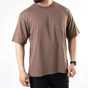 Vente en gros de t-shirts pour hommes personnalisés, couleur unie, surdimensionnés, 100% coton, poids lourd 300 g/m² - Product Image 5