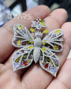 Pendentif Papillon Femme en Argent Sterling 925 Plaqué Or 18K, Bijou de Luxe Hip Hop, Inspiré des Créateurs de Mode, Moissanite Vérifiée - Product Image 1