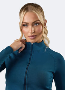 Nueva Chaqueta de Yoga para Mujer con Cremallera Completa, Cuello Alto, Orificios para Pulgares, Ajuste Regular, para Correr, Gimnasio, Entrenamiento, Personalizable, Elástica en Cuatro Direcciones - Product Image 5