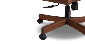 Chaise de bureau pivotante en teck massif de luxe avec dossier en rotin naturel et siège rembourré, mobilier de direction haut de gamme - Product Image 6